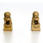 Câini foo (mici) pentru protecție, rășină, auriu, 7x4x3