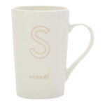 Cană albă din ceramică, litera S auriu, Scandi, 400ml
