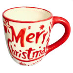 Cană ceramică Merry Christmas alb cu roșu