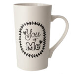 Cană mare ceramică alb cu negru ‘You & Me’
