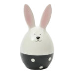 Decorațiune din ceramică, iepure alb cu negru, 7,5 x 14,5 cm