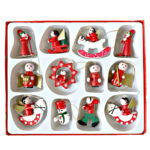 Decorațiuni ornamente din lemn pentru brad Crăciun – set 12 buc mici