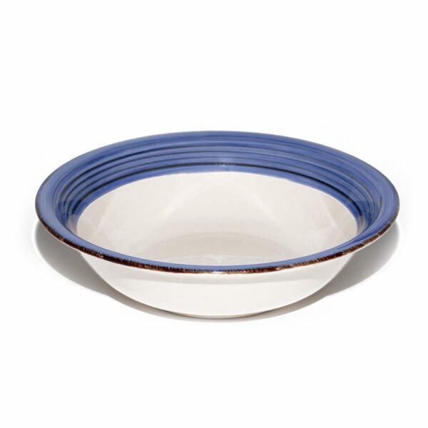 Farfurie-bol ceramică alb albastru