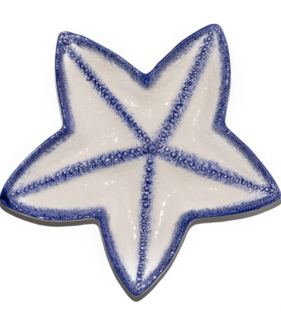 Farfurie platou ceramică alb albastru stea de mare