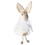 Iepuraș din blană albă - decorațiune pentru sărbători, crem/alb, 17 x 6 x 3 cm
