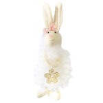 Iepuraș din blăniță albă - decorațiune pentru sărbători, alb/crem, 18 x 7 x 2 cm