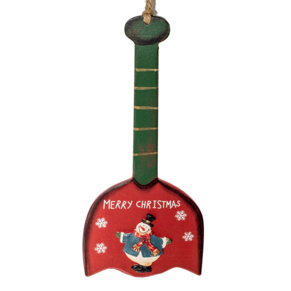 Lopățică roșie lemn Merry Christmas om zăpadă haină albastră