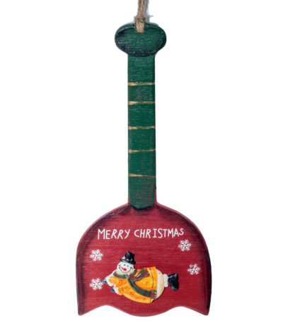 Lopățică roșie lemn Merry Christmas om zăpadă hăină galbenă