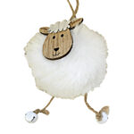 Oiță decorativă albă din blană artificială