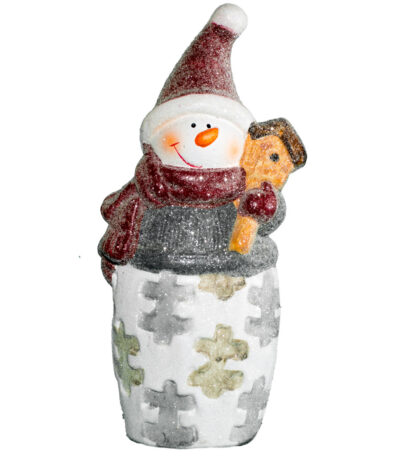 Om zăpadă ceramică cu sclipici – decorațiune Crăciun