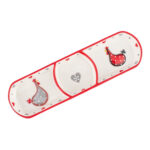 Platou lung alb/roșu/gri, cu inimioare, cocoș și găină, 28,5x8x2,5 cm