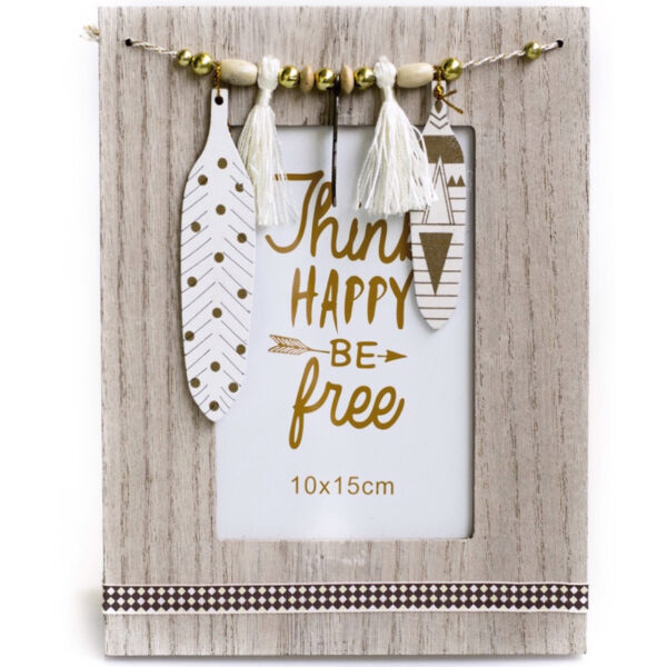Ramă foto artizanală lemn stil dream catcher pentru fotografii 9 x 14 cm (Model 2)