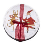 Set 4 farfurii ceramică model Craciun cu Moș Crăciun și ren, diam 19 cm