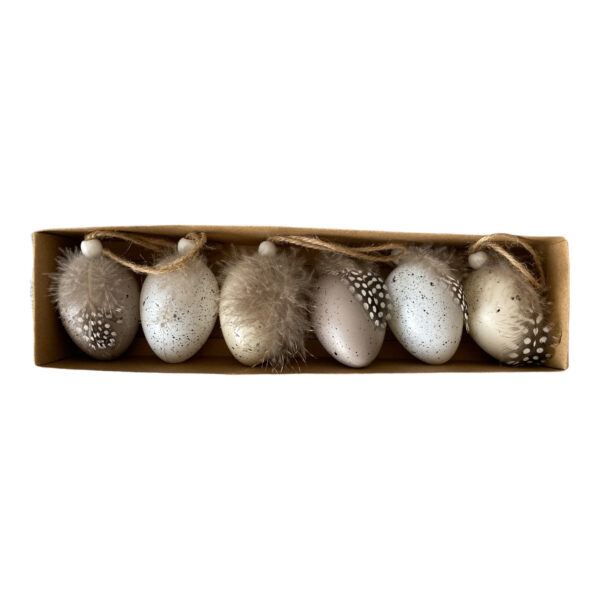 Set 6 oua decorative 3 culori, alb, auriu, argintiu