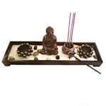 Set suport lumânări cu Buddha și grădină japoneză