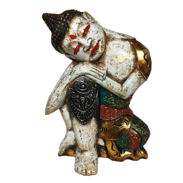Statuetă Buddha cel înțelept (multicolor, lemn)