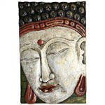 Tablou Buddha lemn sculptat și pictat manual multicolor