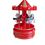 Carusel roșu cu muzică și 4 căluți colorați