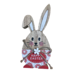 Iepuras statueta din lemn Happy Easter, 15x7x1,5 cm