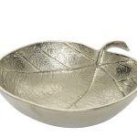 Bol decorativ Leaf, Decoris, 22x19x5.5 cm, aluminiu, argintiu