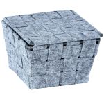 Cos depozitare cu capac, Adria Feltro square, 14 x 9.4 x 14 cm, poliester, gri