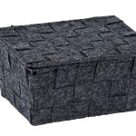 Cos depozitare cu capac, Wenko, Adria Feltro mini long, 19 x 9.4 x 14 cm, poliester, antracit
