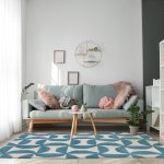 Covor Grace Bedora, 200x300 cm, 100% lana, turcoaz, finisat manual