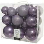 Cutie cu 26 globuri asortate Plain mix, Decoris, plastic, mov