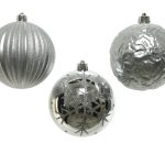 Set 3 globuri asortate, Decoris, plastic, argintiu
