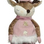 Decoratiune Deer standing Boy, Decoris, 24x15x78 cm, poliester, roz