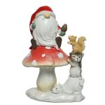 Decoratiune Gnome glitter, Decoris, 10x14x20.5 cm, poliester, rosu