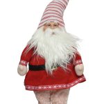 Decoratiune Gnome w dress red, Decoris, 25x14x60 cm, poliester, multicolor