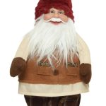 Decoratiune Gnome w hat red, Decoris, 30x15x85 cm, poliester, rosu/chihlimbar/maro