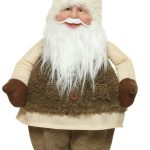 Decoratiune Gnome cu white hat, Decoris, 30x15x85 cm, poliester, alb/maro