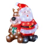 Decoratiune luminoasa Santa and Reindeer, Lumineo, 34x18x40 cm, acril, multicolor