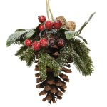 Decoratiune Pinecone and berries, Decoris, 12x20x25 cm, polietilena
