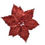 Decoratiune Poinsettia w glitter, Decoris, 23x7 cm, plastic, rosu