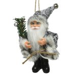 Decoratiune Santa branch, Decoris, 8x4x13 cm, poliester, gri