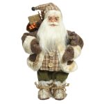 Decoratiune Santa w squirrel, Decoris, 8x15x30 cm, poliester, maro