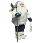 Decoratiune Santa w stick &lantern, Decoris, 16x21x45 cm, poliester, albastru