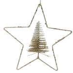 Decoratiune Star w tree, Decoris, 30x6 cm, metal, sampanie/auriu