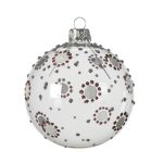 Glob Ballotine dots, Decoris, Ø8 cm, sticla, argintiu
