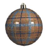 Glob Bauble check, Decoris, Ø8 cm, plastic, maro