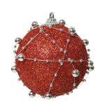 Glob Bead garland, Decoris, Ø8 cm, spuma, rosu/alb
