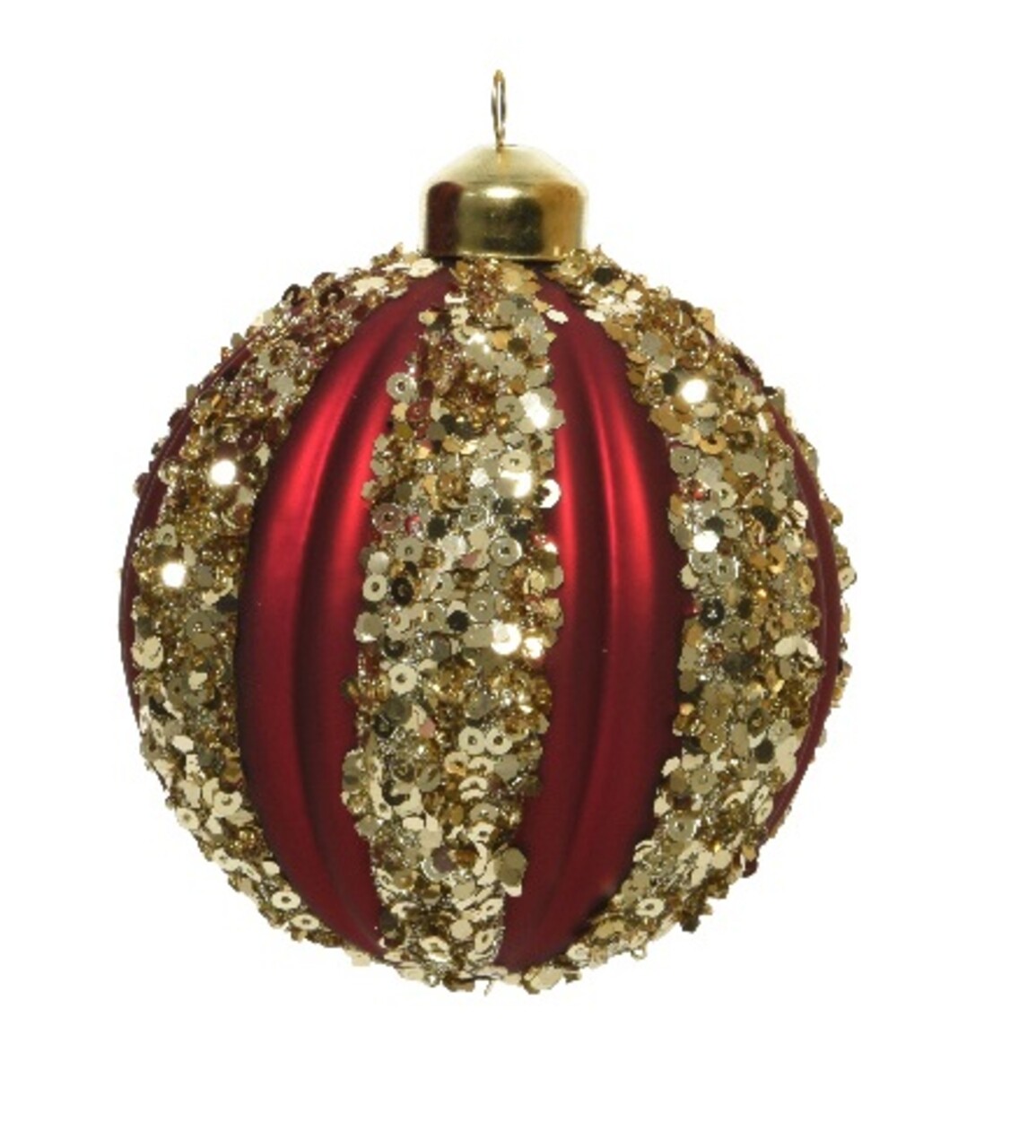 l-glob-red-with-sequins-decoris-8-cm-sticla-rosu Glob Red with sequins, Decoris, Ø8 cm, sticla, rosu - imagine 1