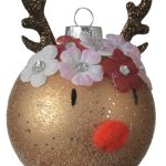 Glob Reindeer, Decoris, Ø8 cm, sticla, camel