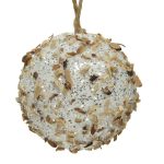 Glob Rustic glitter, Decoris, Ø8 cm, spuma, maro/alb