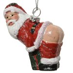 Glob Santa pants down, Decoris, 4x7.2x8 cm, plastic, multicolor