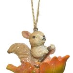 Glob Squirrel w orange boat, Decoris, 7.5x5x6.5 cm, polirasina, portocaliu
