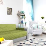 Husa matlasata cu doua fete Alcam pentru canapea 3 locuri Olive/Vanila